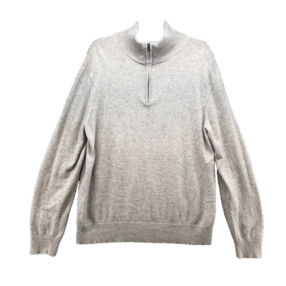J Crew Sweater Jumper Mens XL Gray Mock Neck Pullover Business Office Preppy